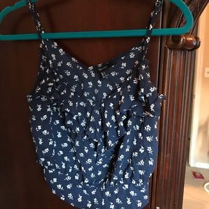 Navy Blue Floral Tank (S)
